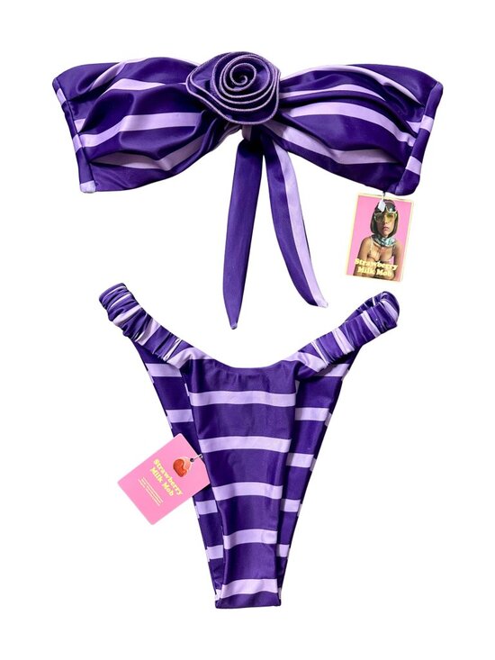 Strawberry Milk Mob Other - 💜 BNWT Strawberry Milk Mob Rendezvous Purple Stripe Bikini Full Set Small
